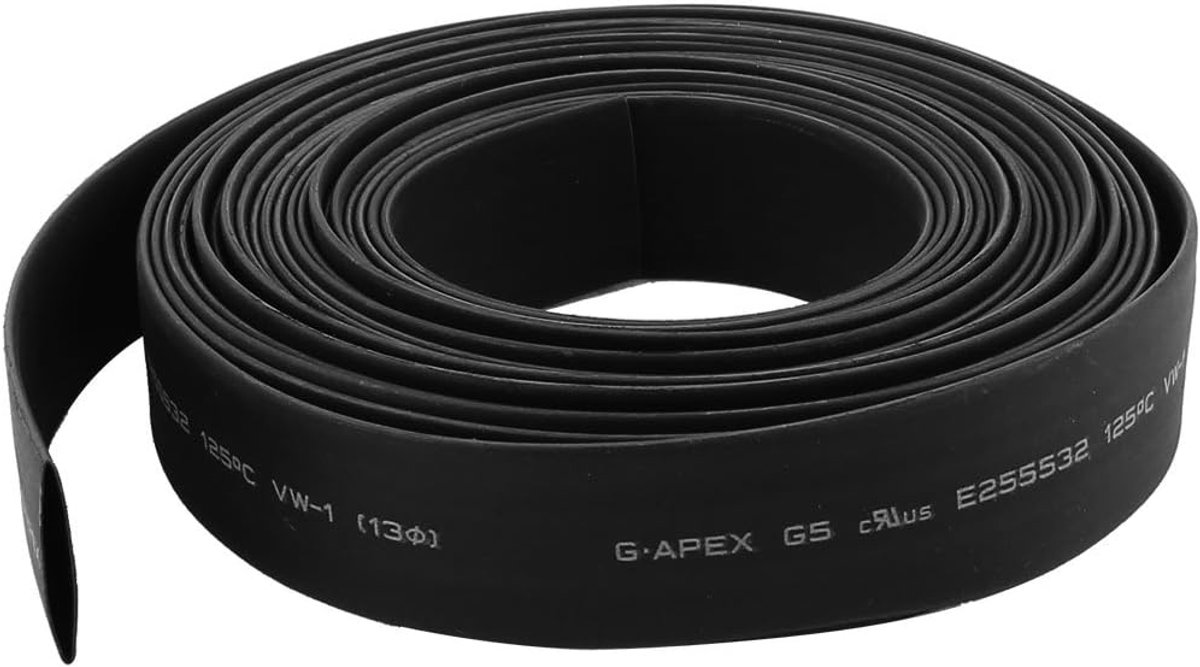 sourcingmap 5m x 13mm Diameter 2:1 Shrink Ratio PE Insulated Heat Shrink Hose Black - ShopVlot
