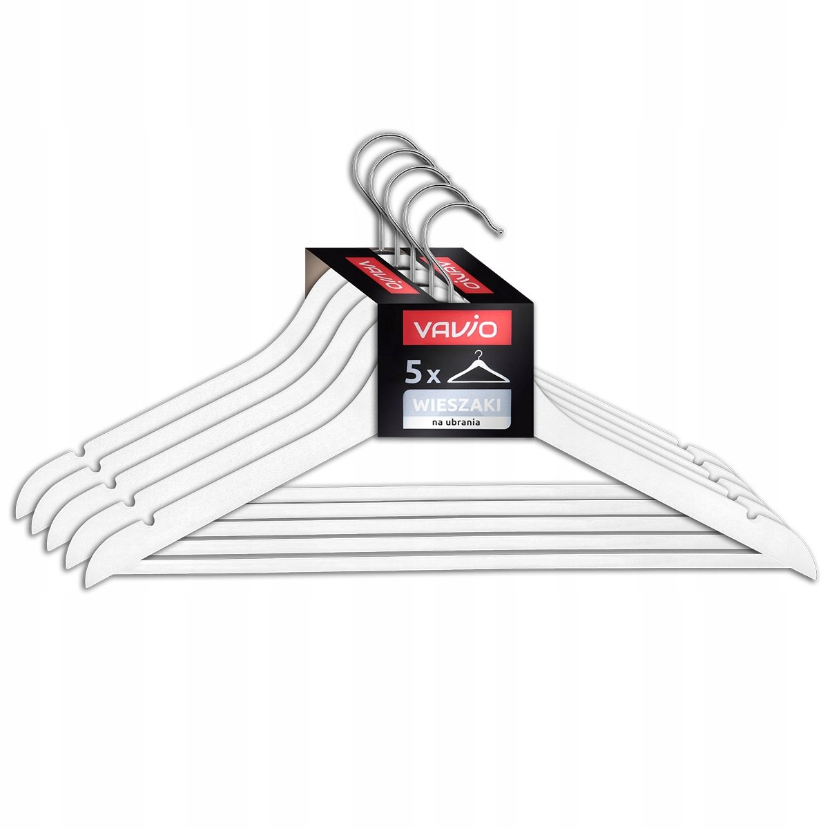 Vavio Houten Kledinghangers Set van 5 - Wit