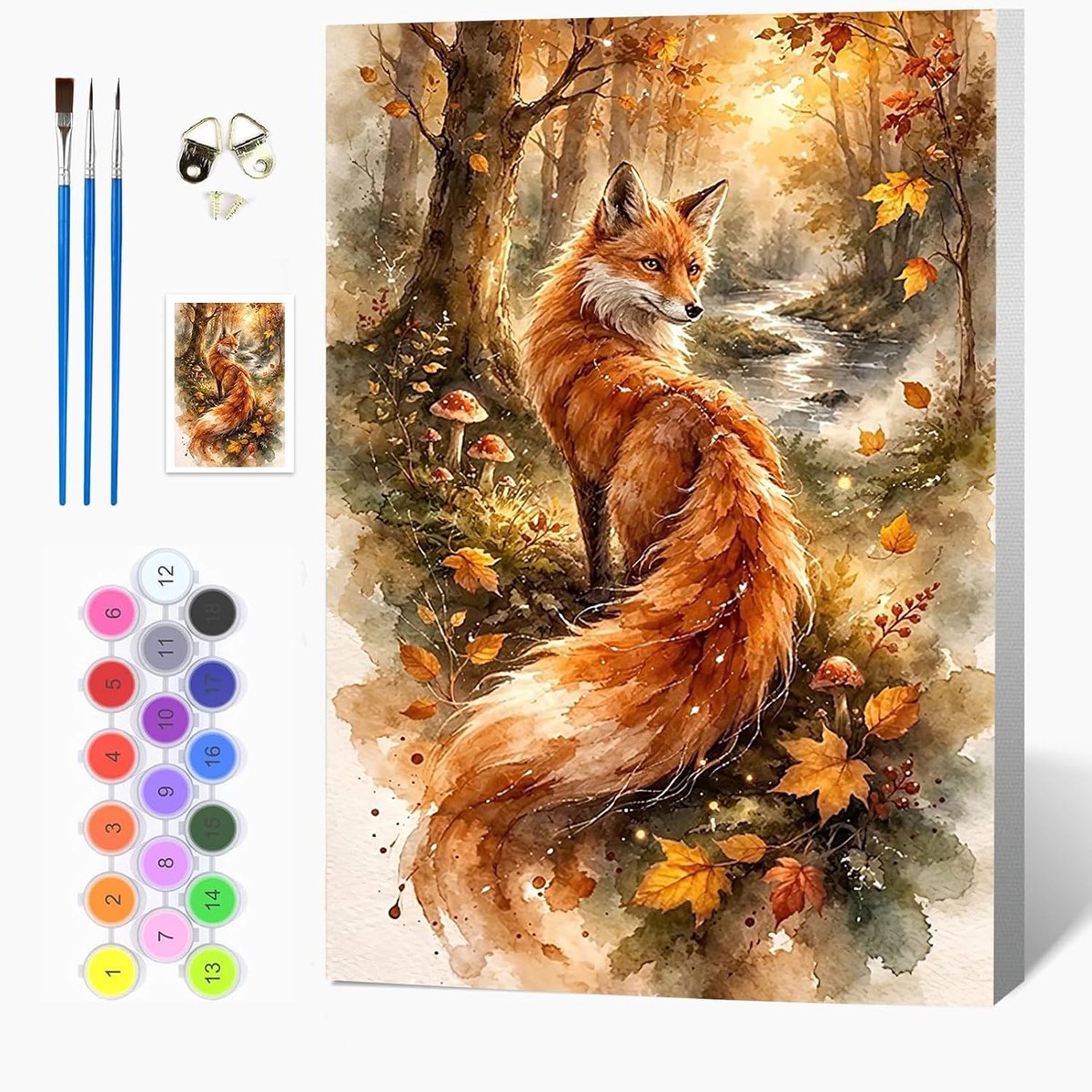 Auremi Vos schilderen op nummer 20 x 30 met lijst – dieren schilderen op nummer volwassenen eenvoudig – creatieve - ShopVlot