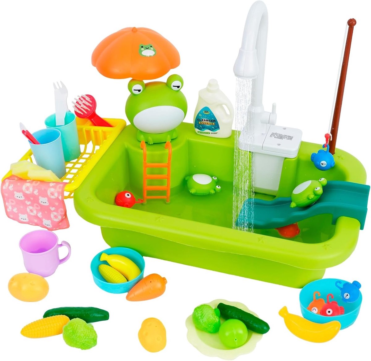 Keukenspoelen Speelgoedset - Multikleur - 47-delige Set met Visspel en Keukenaccessoires - Voor Kinderen vanaf 3 Jaar
