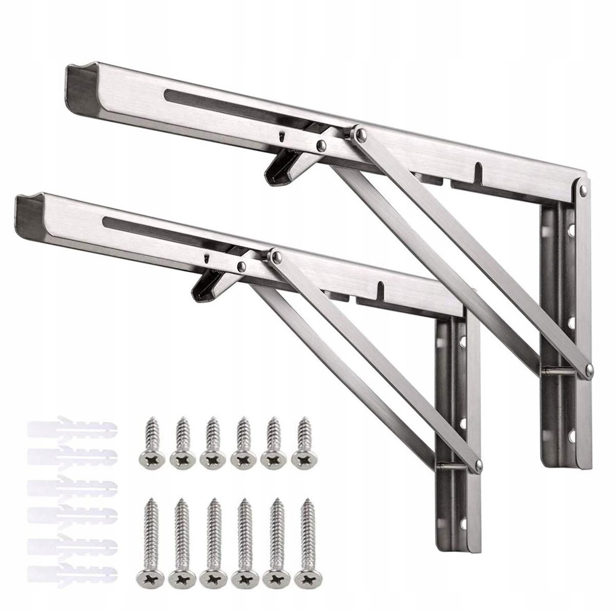 2x Merkloze Inklapbare Plankdragers 350mm - Zwaar Belastbaar Metaal
