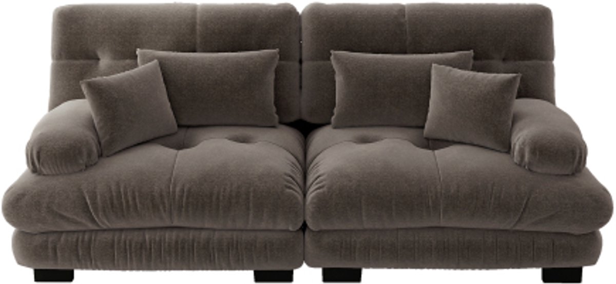 Cloud Ecksofa für Wohnzimmer, Chenille Doppelsofa mit 2 Lendenkissen und 2 Dekokissen, Massivholzrahmen, Chenille Braun
