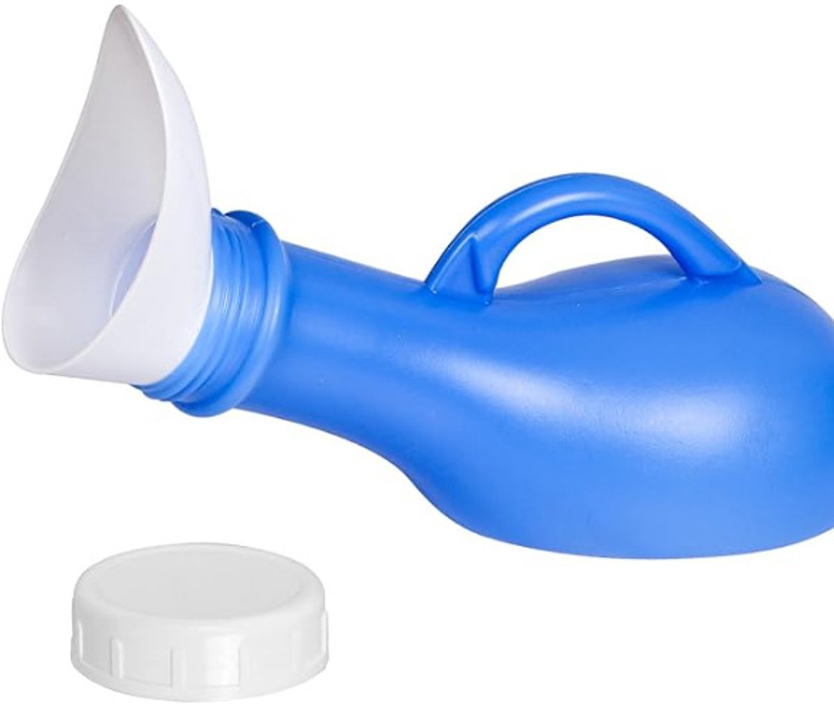 Draagbare urinaal fles uniseks 1L, lekdichte plasfles met vrouwelijke trechter, schroefdop urinecontainer voor mannen vrouwen, reizen kamperen noodgeval（blauw）