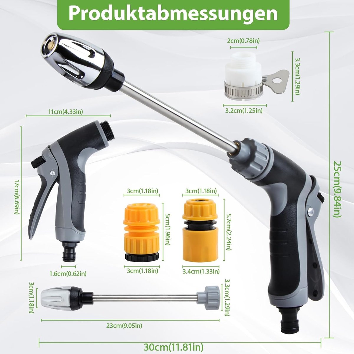 Hogedrukpistool - Zwart - Tuinsproeier met Draaibare Sproeikop - Voor Tuinirrigatie en Autowassen