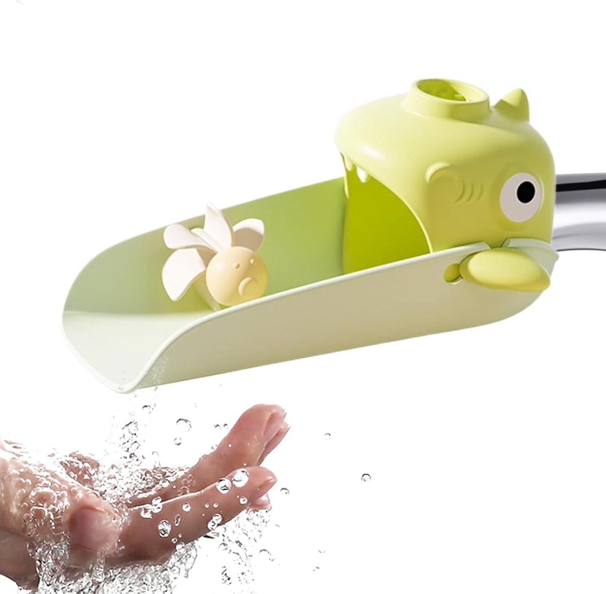 Kraanverlenger voor kinderen – Kleurverandering op basis van temperatuur – Kraanverlenger voor gootsteen – Geschikt voor kinderen, wastafels en badkamerkranen – 15 x 7 x 6,8 cm – Groen