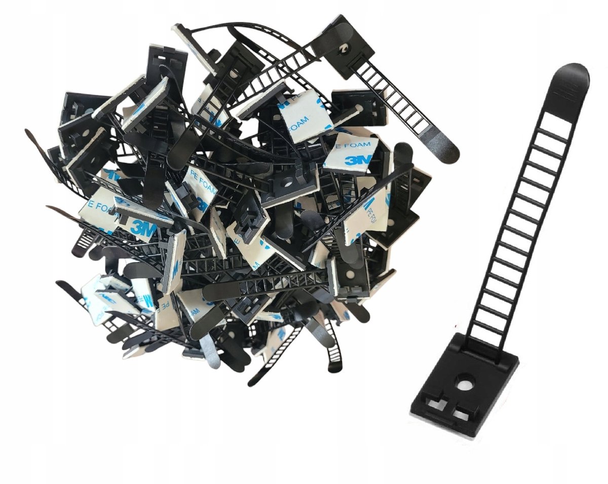 100x Zelfklevende Verstelbare Kabelclips - Zwart