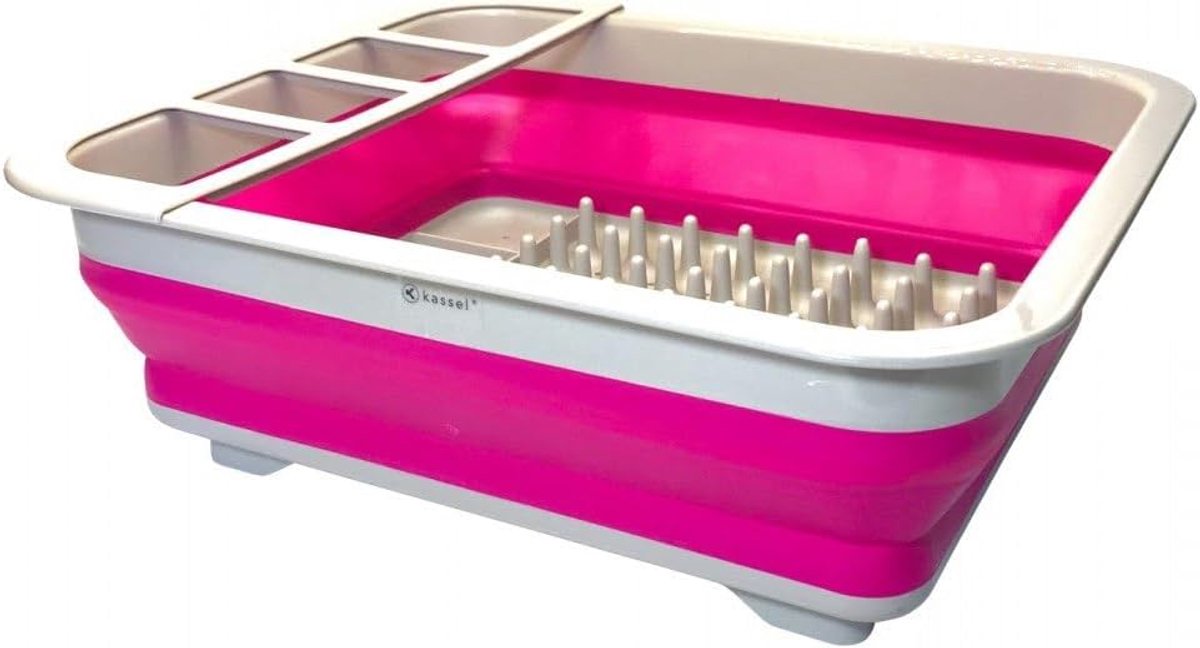 Drainer basket 6 x 37 x 37 cm - plastic/rubber - wit/roze - perfect voor afvoeren - ShopVlot