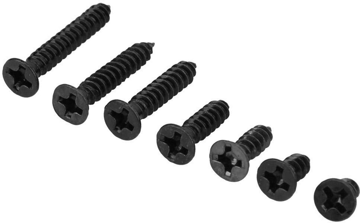 M3 Zelftappende Schroeven 480pcs - Platte Kop - Carbon Staal Zwart - Voor Hout, Metaal en Kunststof - ShopVlot