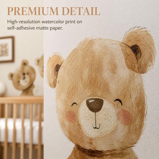 Muurstickers Kinderkamer Teddybeer – 3-delige set – Liefdevol ontwerp – Eenvoudige aanbrenging - ShopVlot — afbeelding 2