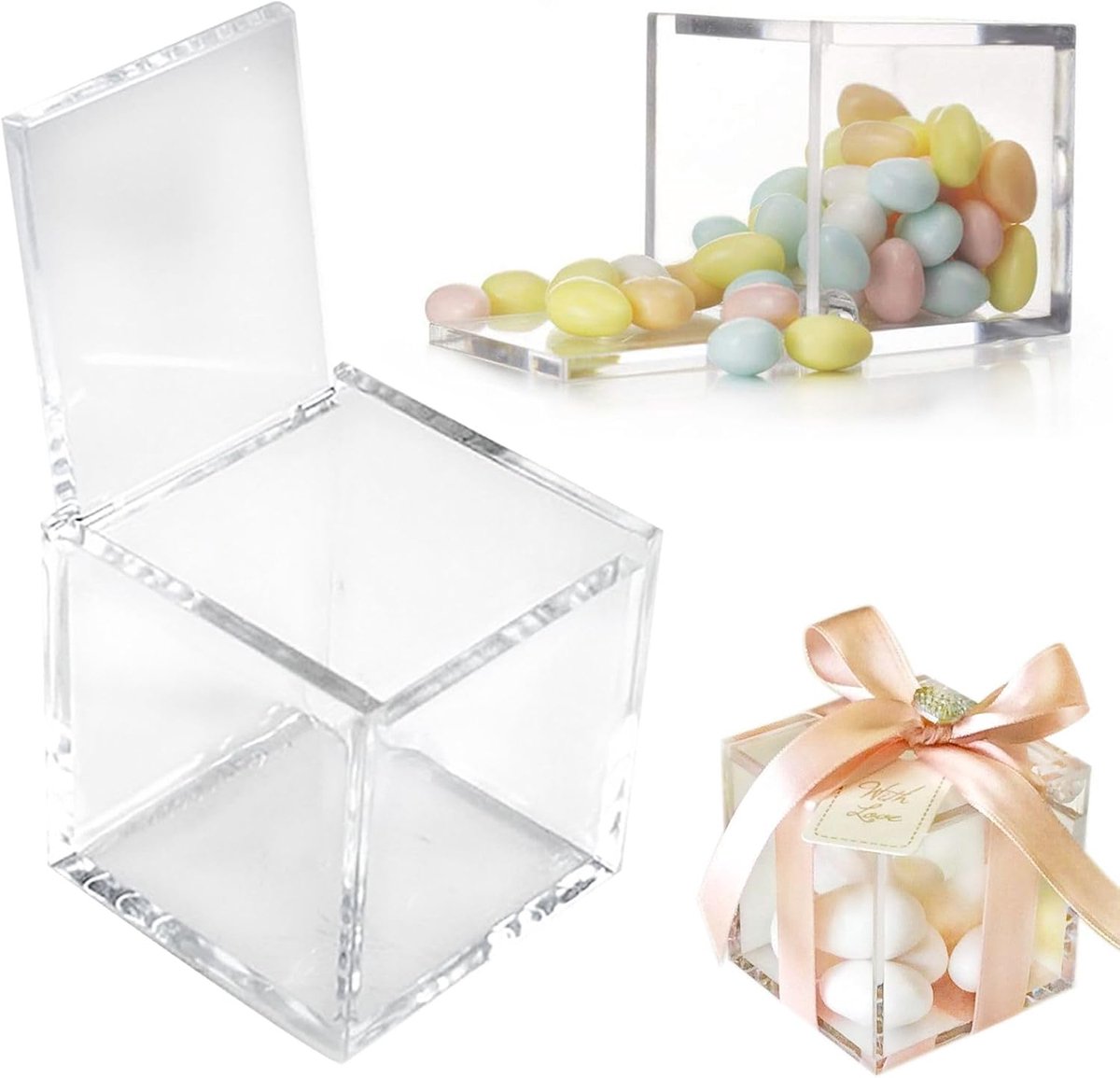 Plexiglazen cadeauboxen 5 x 5 x 5 cm - transparant - elegant design - perfect voor speciale gelegenheden - ShopVlot