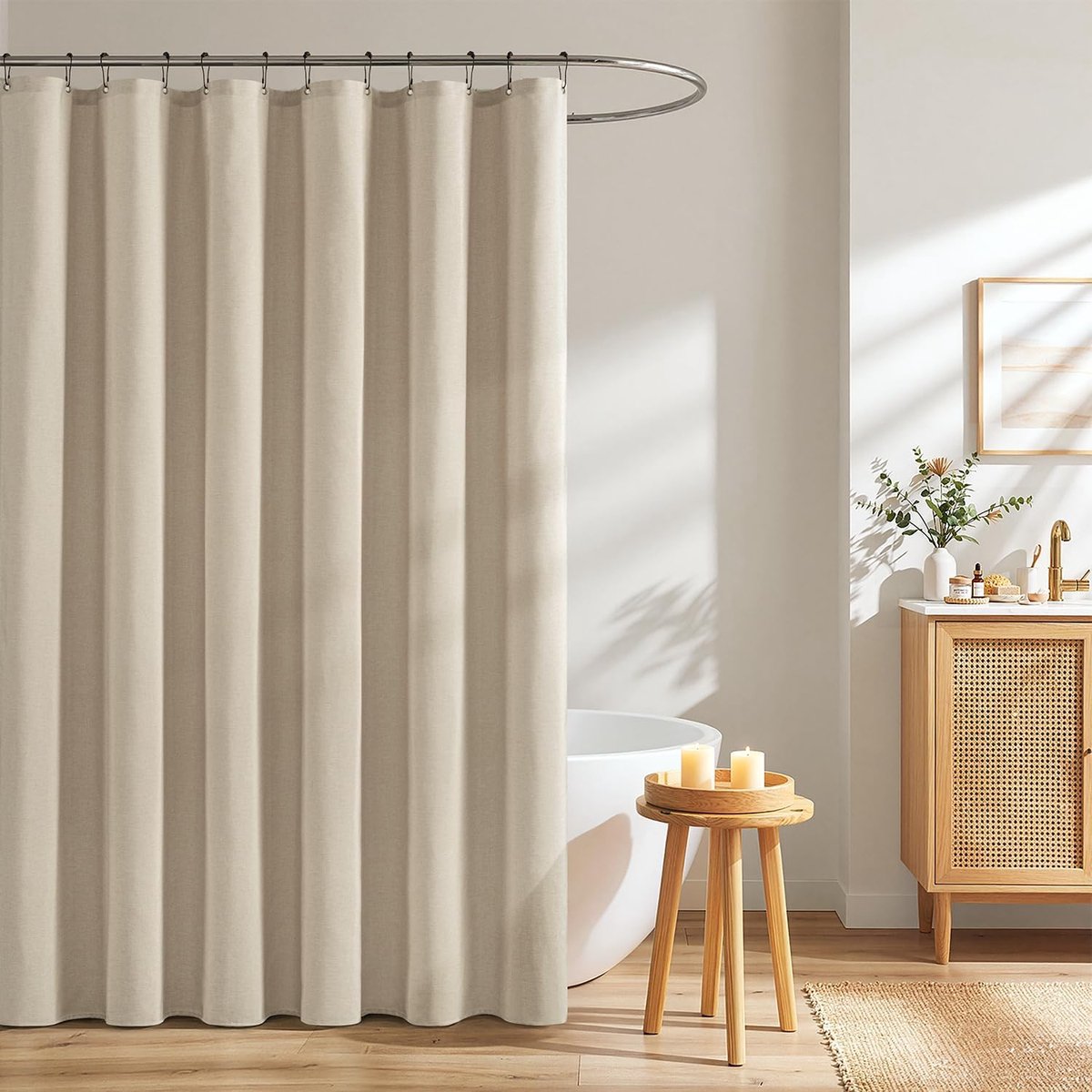 Douchegordijn 200 x 200 cm - Linnenstructuur - Waterdicht en schimmelvrij - Luxe polyester voor hotels - ShopVlot