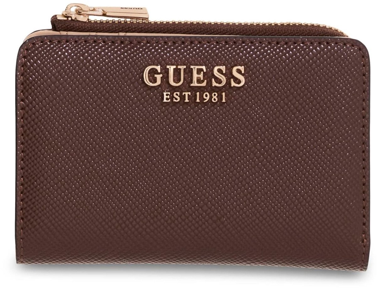 GUESS portemonnee Danielle SLG Zip Around Card Case Brown donkerbruin