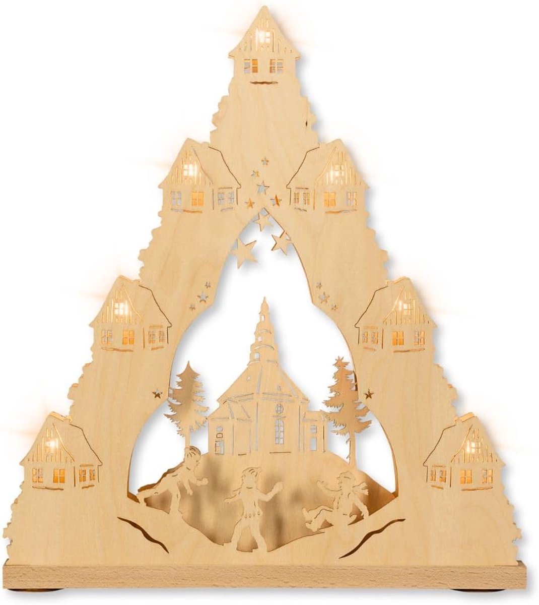 Kerstboog LED Houten - Lichtboog met Seiffen kerk - Handgemaakt in Duitsland - Traditionele decoratie - ShopVlot