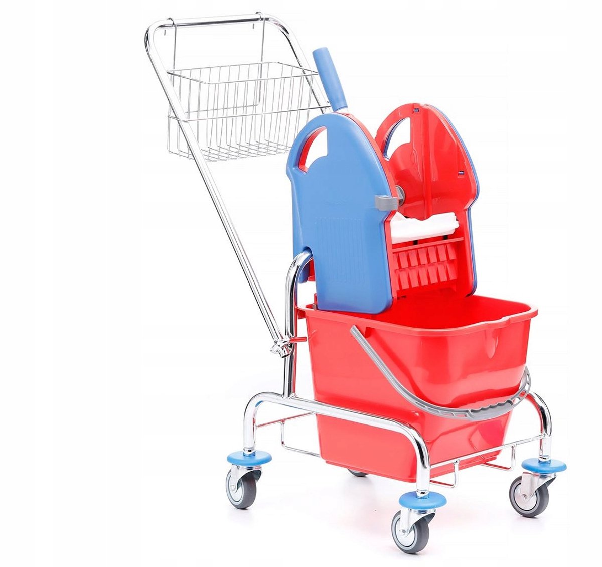 Schoonmaakkar met 20L emmer, wringer en mand