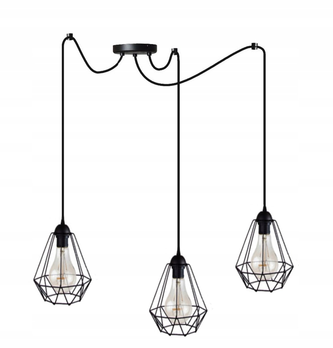 Hanglamp Diamant Spider Zwart Metaal E27 3x60W