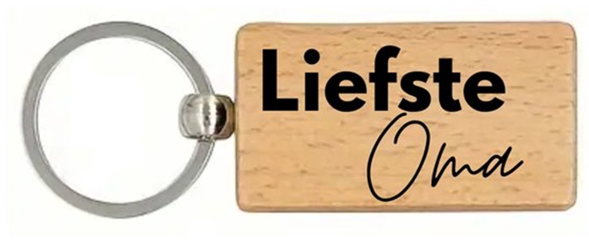 JM WOODS - Sleutelhanger 'Liefste Oma' - 5 x 3 cm - Moederdag - Cadeau