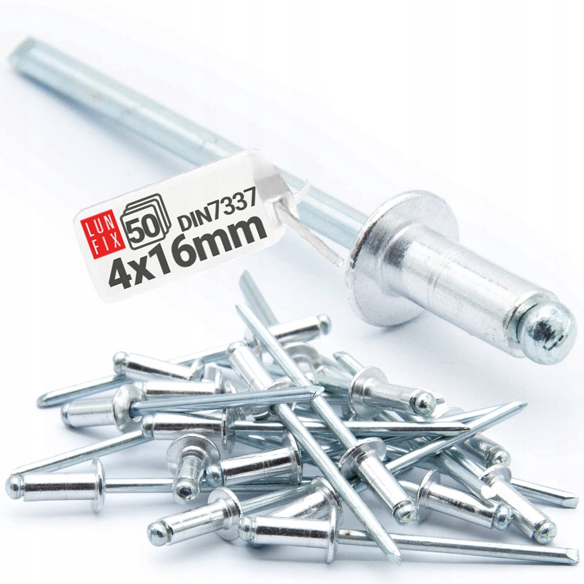 Blinde kliknagels 4x16mm Al-St verzinkt DIN 7337 - 50 stuks