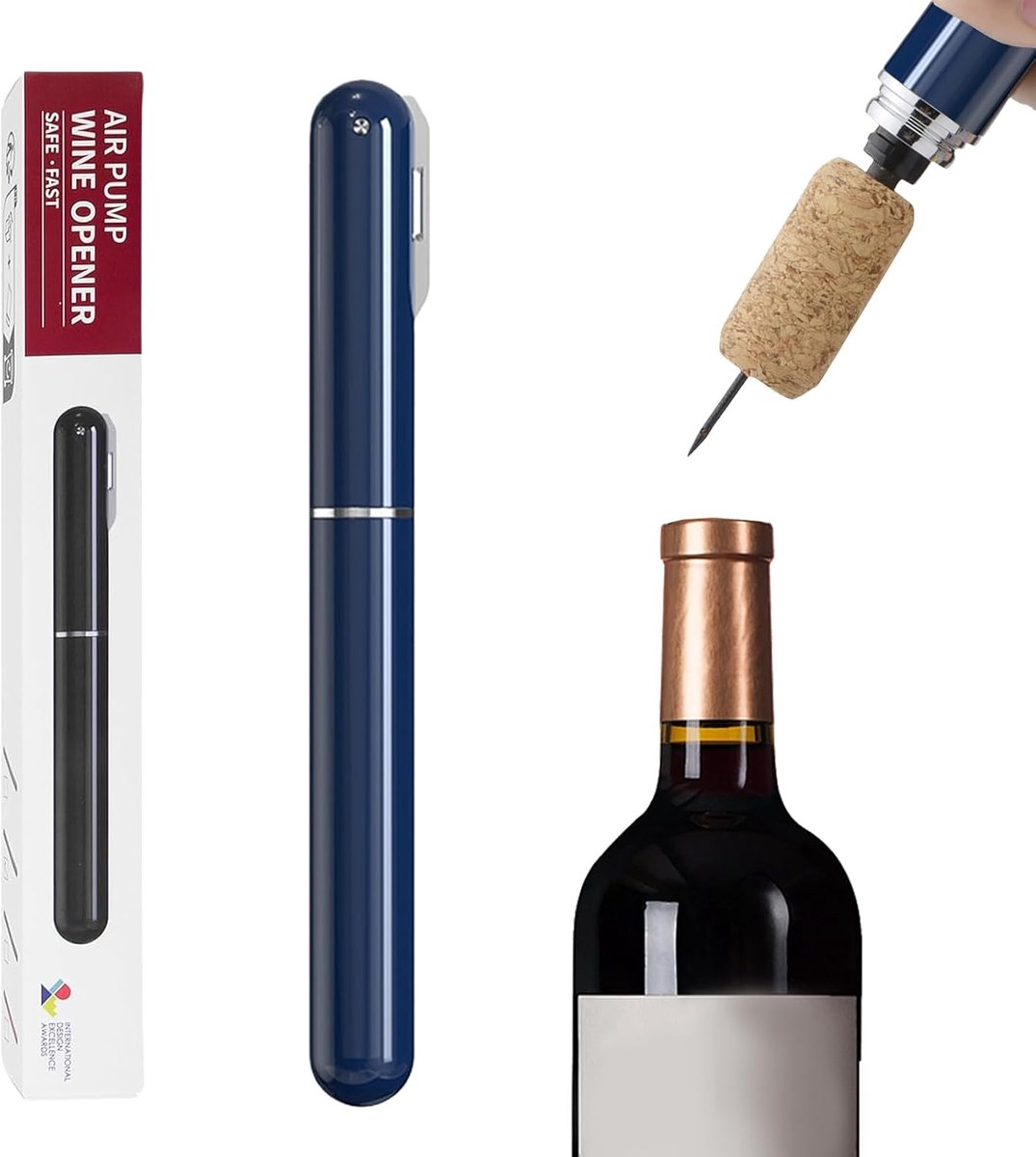2-in-1 Compressed Air Corkscrew, Air Pressure Wine Opener with Foil Cutter, Portable Manual Corkscrew, Wine Bottle - ShopVlot