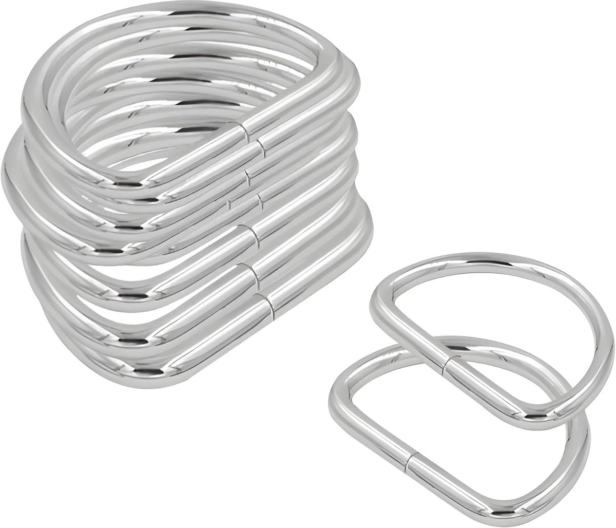 Trimming Shop Metal D-Rings (Non-Welded) - 20 Pieces - Durable Buckles for Handbags, Webbing, Belts and DIY Projects - ShopVlot