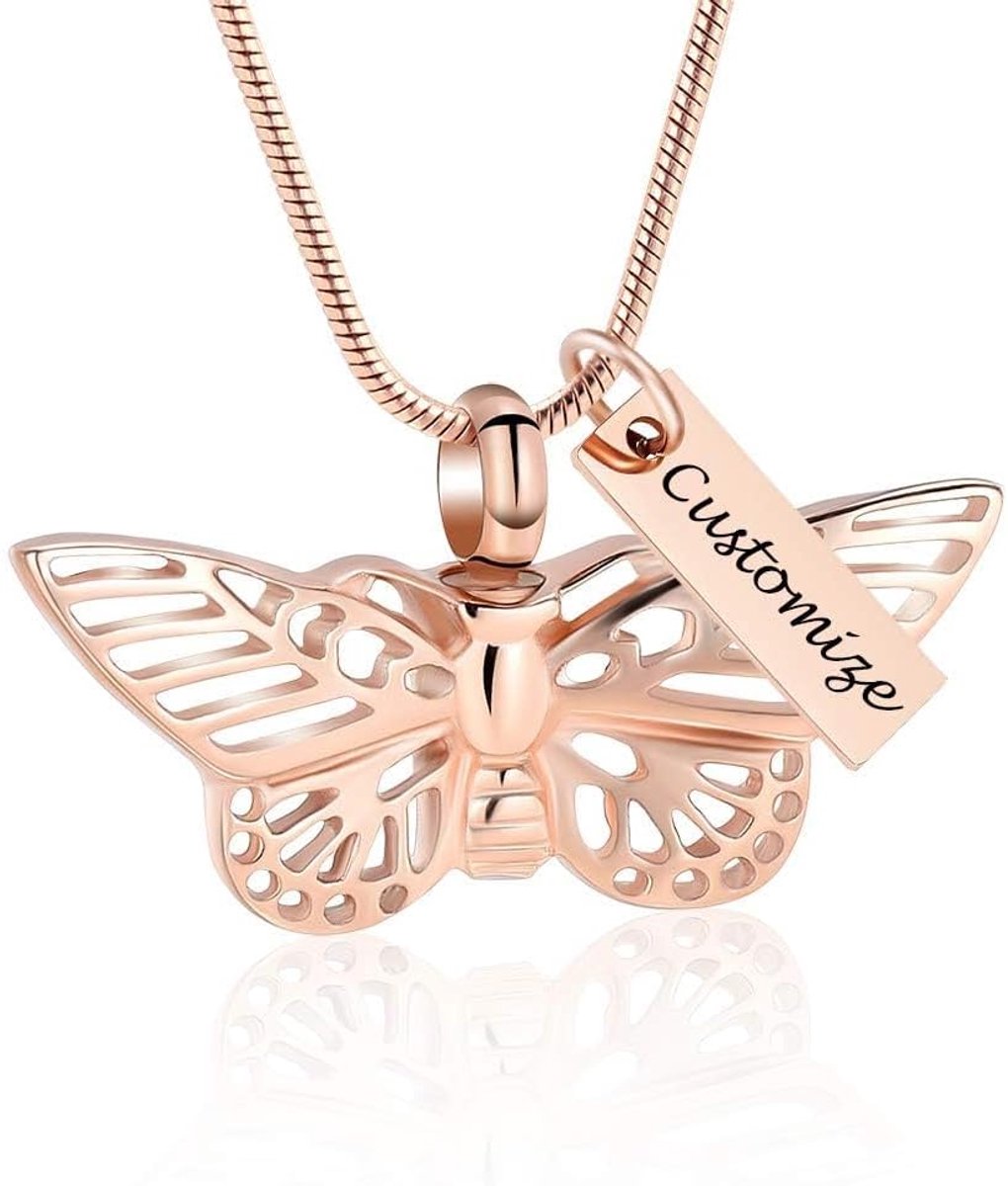 Hollowed Out Butterfly Cremation Jewelry for Ash Pendant - Hollowed Out Butterfly Urn Necklace with Mini Keepsake Urn - ShopVlot