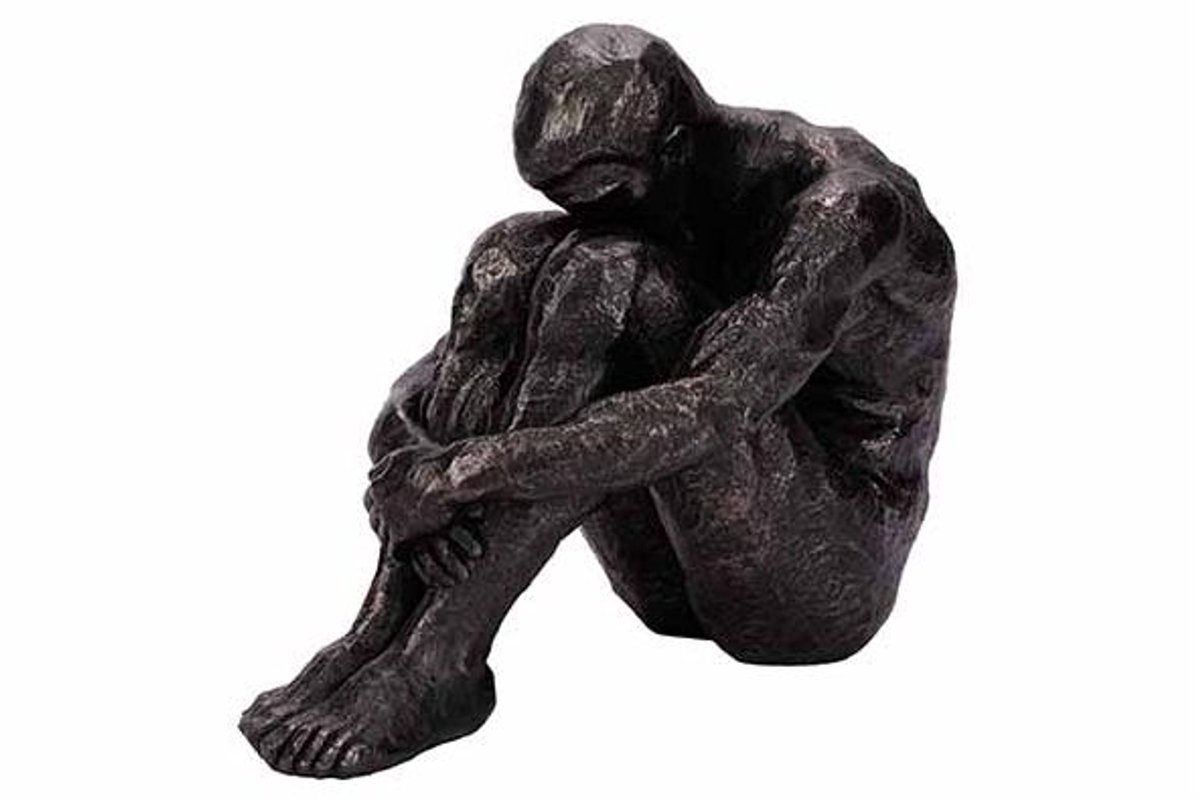 Beeld Man Zwart 24x13xh20cm Resin
