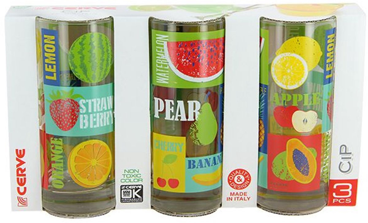 Pop Fruits Waterglas Set3 36,5cl