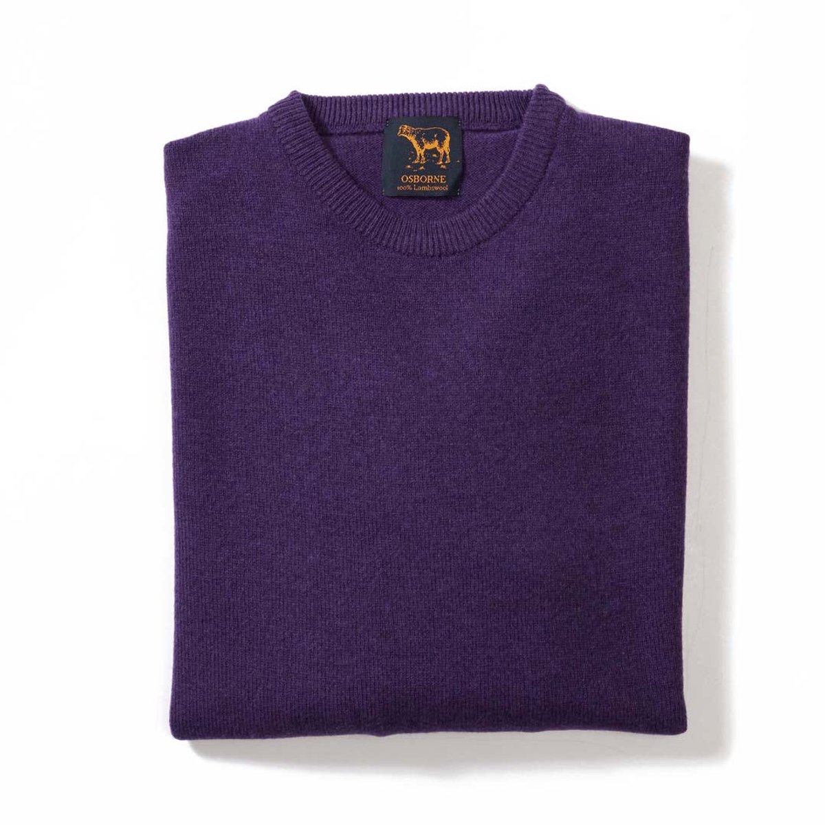 Osborne Knitwear Trui met ronde hals - Sweater heren in Lamswol - Pullover Heren - Aubergine - XL