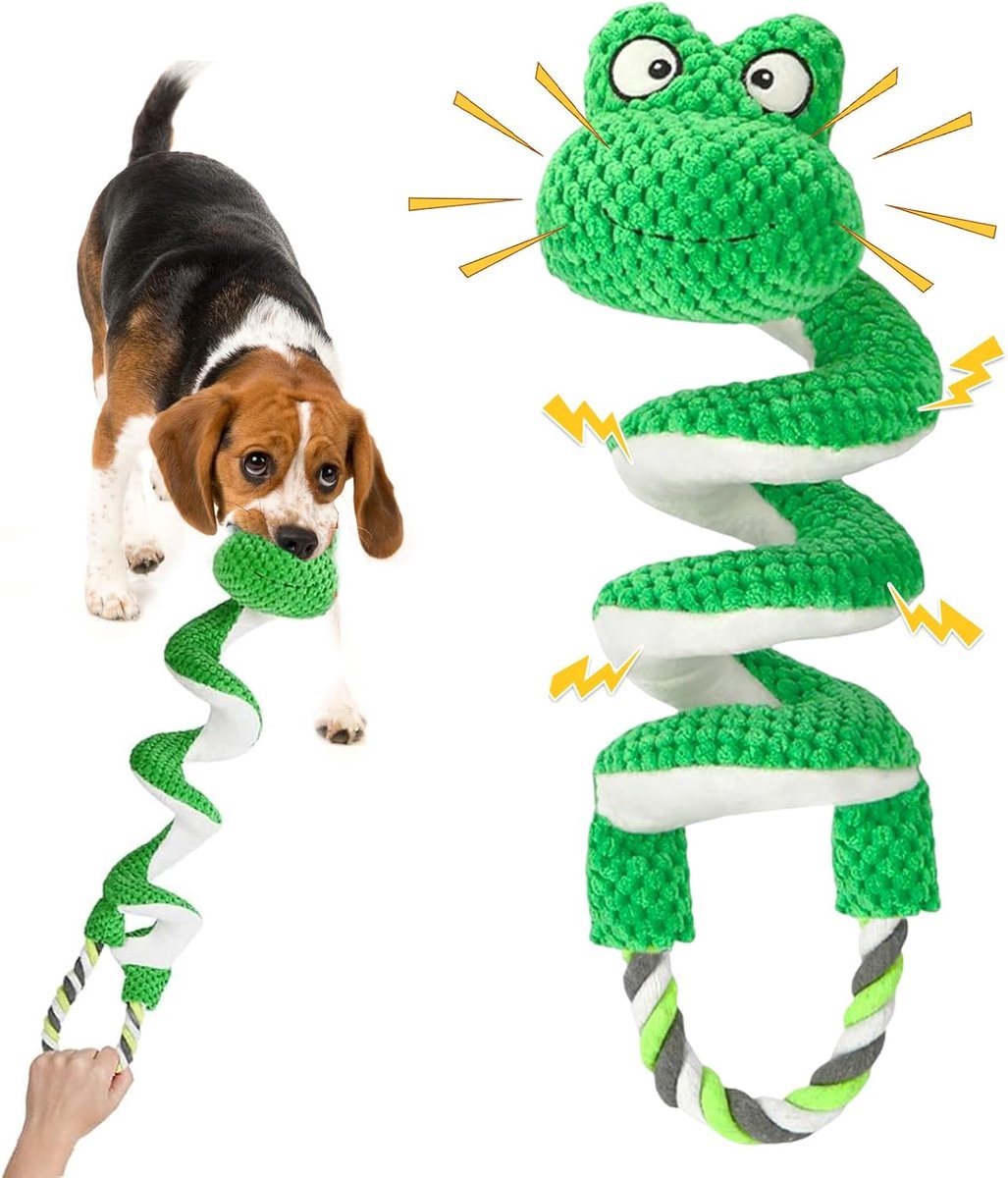 Piepend touwspeelgoed, hondenspeelgoed, groot interactief squeaky kauwspeelgoed, tandenreinigingsspel, piepspeelgoed voor huisdieren om verveling te verlichten