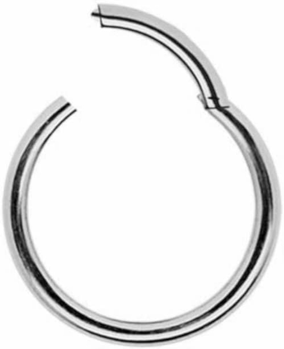 Zilveren segmentring piercing ring scharnier segment septum neus oor helix lip wenkbrauw tragus piercingring klicker CHIRURGENSTAAL 316L roestvrij staal staal zilver staal (1,2 mm x 8 mm)