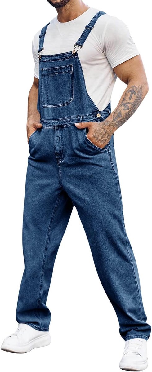 Denim tuinbroek voor heren, werkbroek, zomer, streetwear, jeansbroek, casual, verstelbare bandjes, jumpsuit