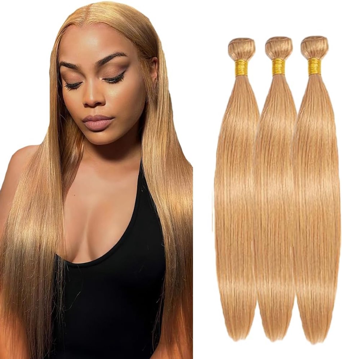 30 32 34 Inch Straight Peruik Dames Bundles Human Hiar Unprocessed Brazilian Virgin Human Hair Extensions #27 Honey Blonde Bundle With Minimal Shedding For Women