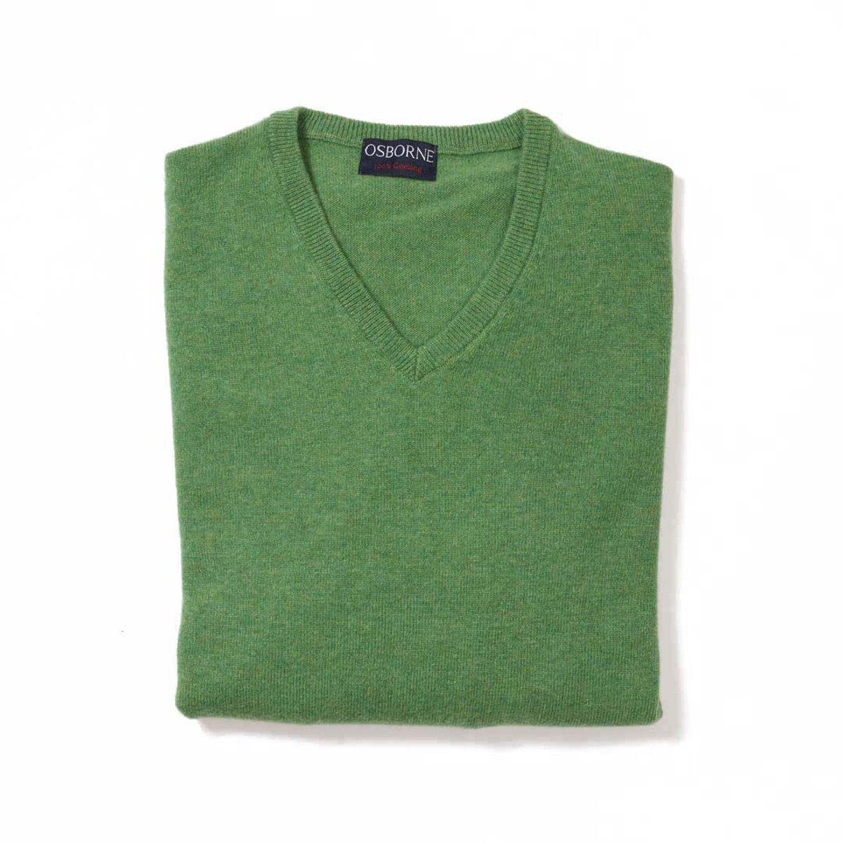 Osborne Knitwear Trui met V hals - Geelong wol - Watercress - L