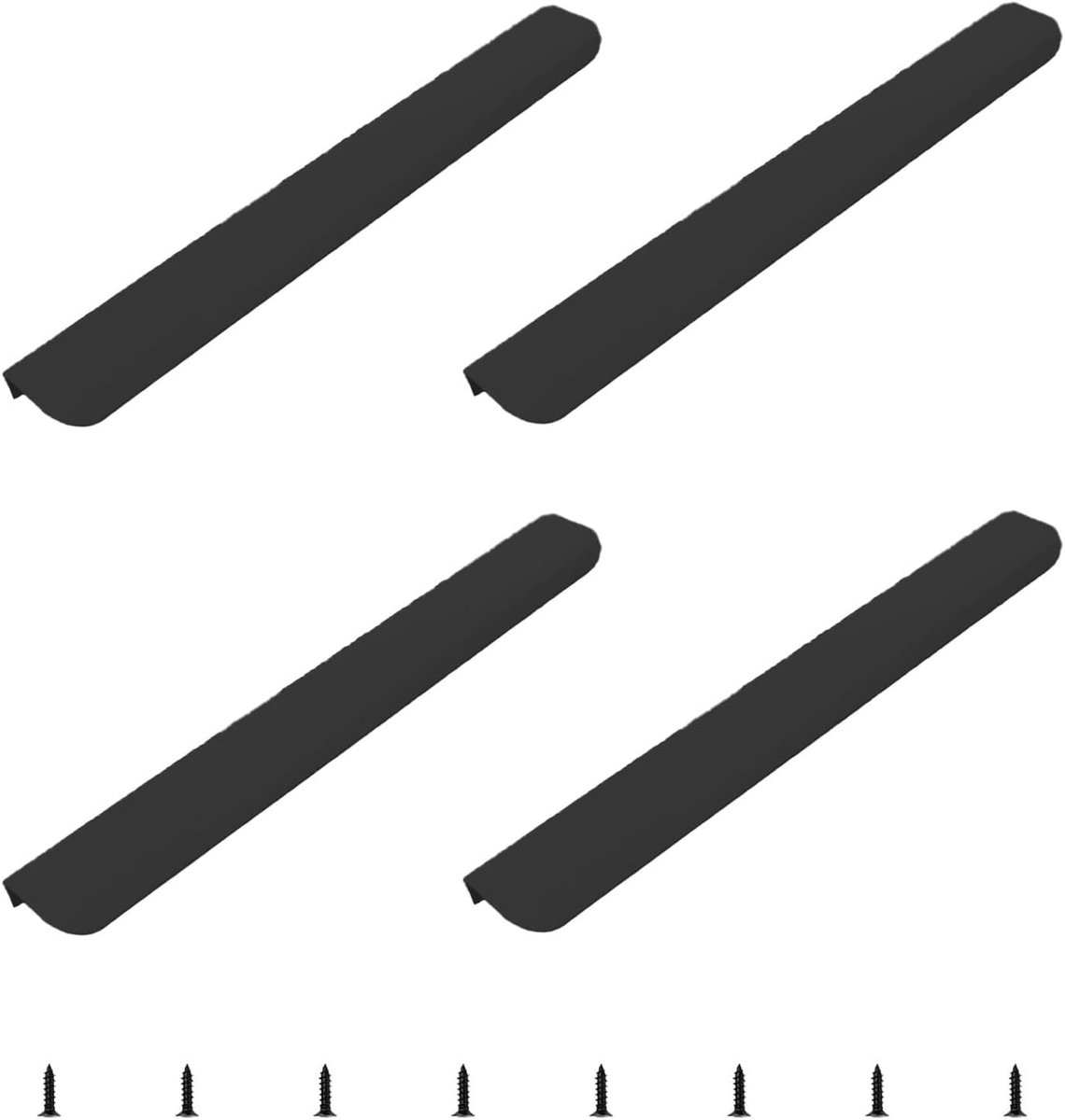 4-pack vingerrand trek, gebogen verborgen achtermontage deurhandvat verborgen ladetrekkers moderne stijl ladehandvat voor kast hardware lade kledingkast, 400mm/Zwart