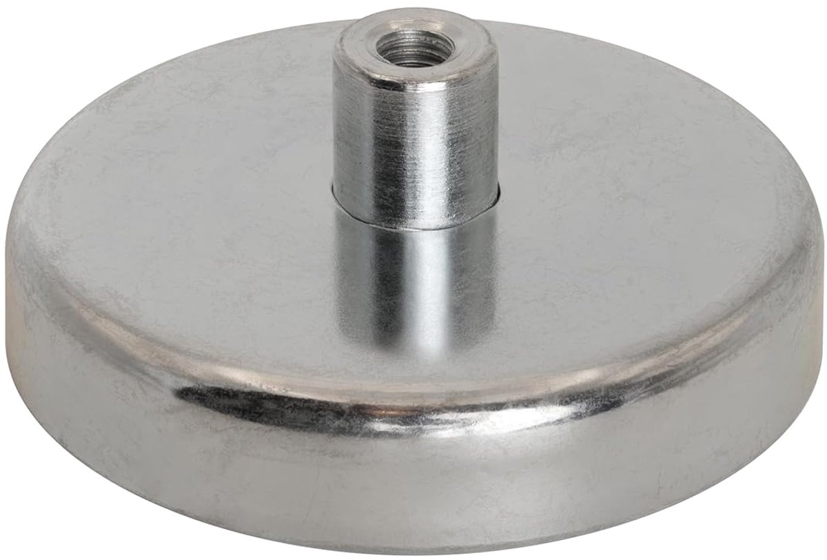 Ferrietpotmagneet met M5 binnendraad voor kunst, ambachten, modelmaken, doe-het-zelf en hobby's - 50mm dia x 10mm dik - 22.5kg pull