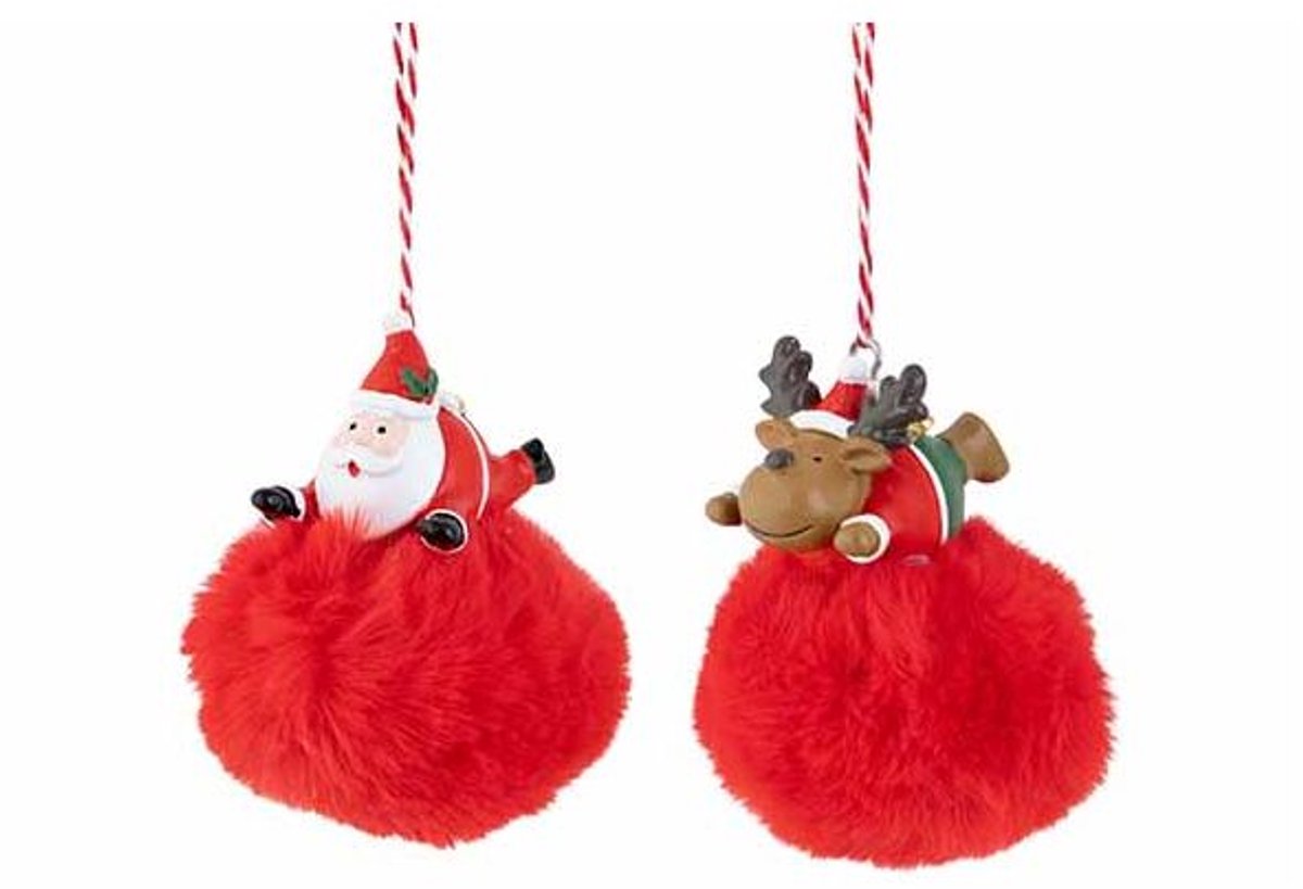 Hanger Plush Ball 2ass Rood 6x6xh8cm Tex Tiel