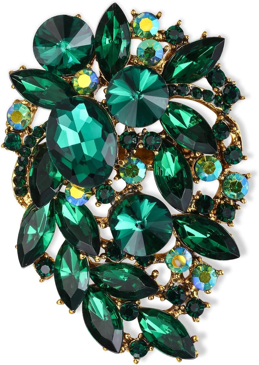 FAITH Marquise Broche Party Oostenrijkse kristallen pin, vintage geïnspireerde statement broche clip voor dames helder zilverkleurig