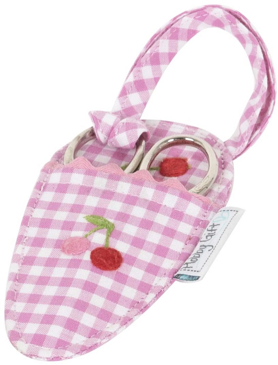 Hobby Gift Schaar in etui: Geborduurde kersen: 5,5 x 11 cm
