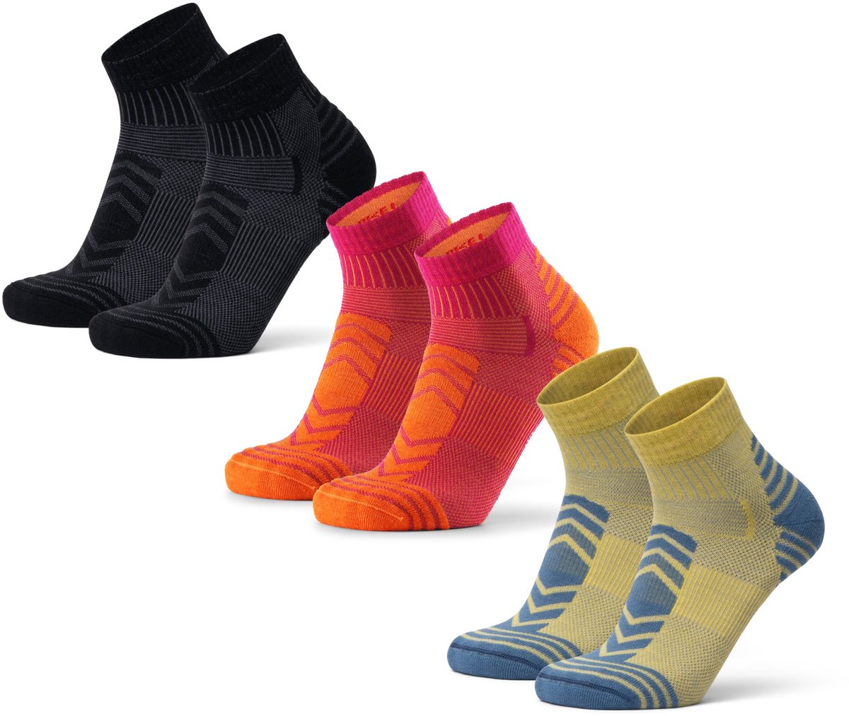 DANISH ENDURANCE Wandelsokken Merinowol Lage Sokken Antiblaren Unisex 3 paar Oranje