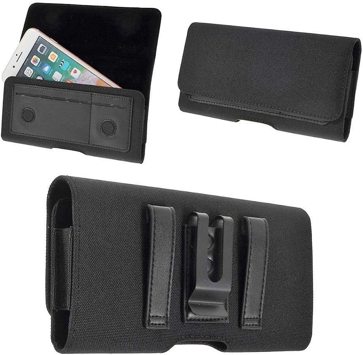 Case Metalen Riem Clip Horizontaal Textiel en Leer voor SUGAR C11S - Zwart