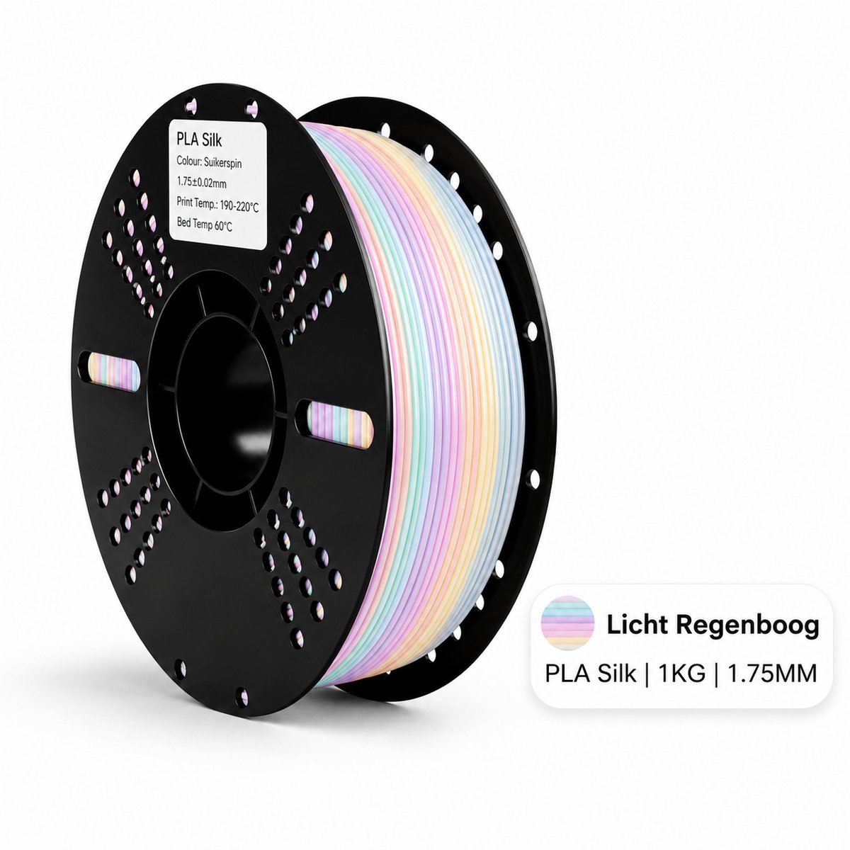 PLA Silk Filament – Licht Regenboog – 1.75mm – 1KG – Koppelprint