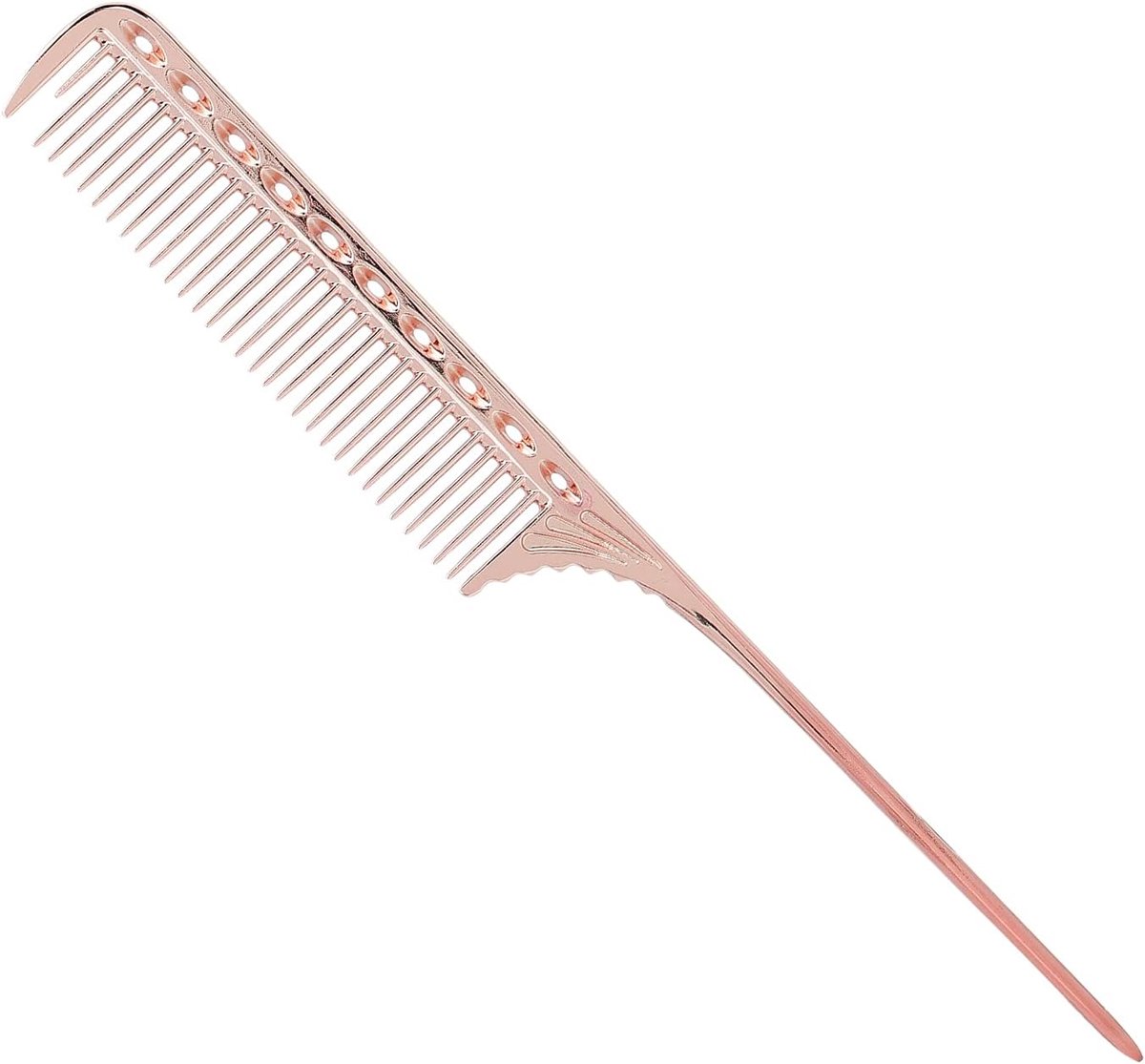 Metalen Rattenstaart Haarkam, 4 Kleuren Kapperssalon Kappers Styling Kam voor Alle Haartypes(Rose goud)