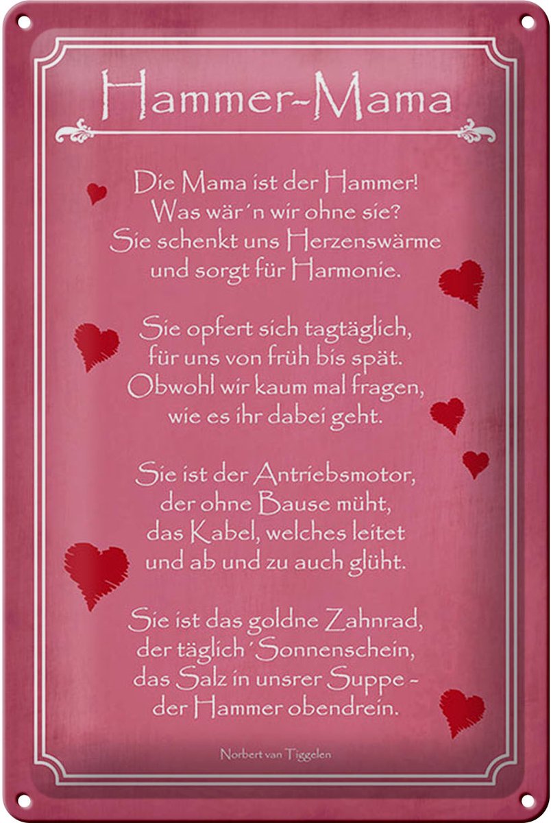 Blechschild Spruch 20x30 cm Hammer Mama Deko Schild