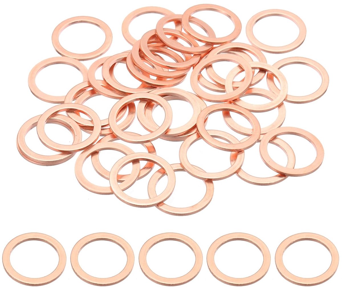 35 stuks M18 koperen afdichtingen, M18 x 24 x 1,5 mm koper-platte afdichtingen, afdichtingsringen, assortimentskit, olieaftapplug, afdichtring voor auto-accuvoertuigen, schroeven, bouten