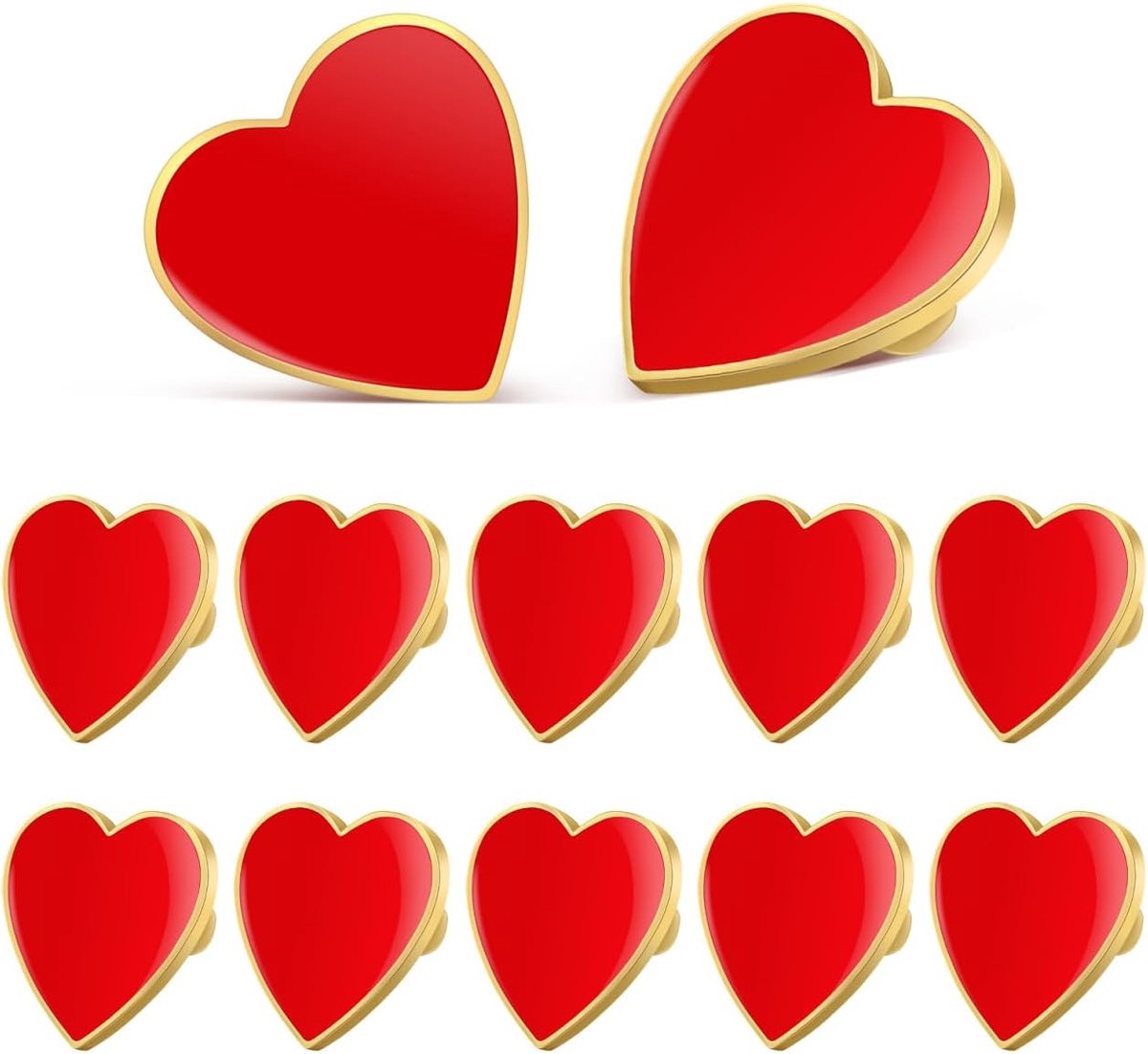 12 stuks hartvormige bedels voor Valentijnsdag, metaallegering, liefdeshart-broches, reversspelden, bruiloft, feest, kostuumaccessoires voor mannen en vrouwen, kleding, tassen, hoeden