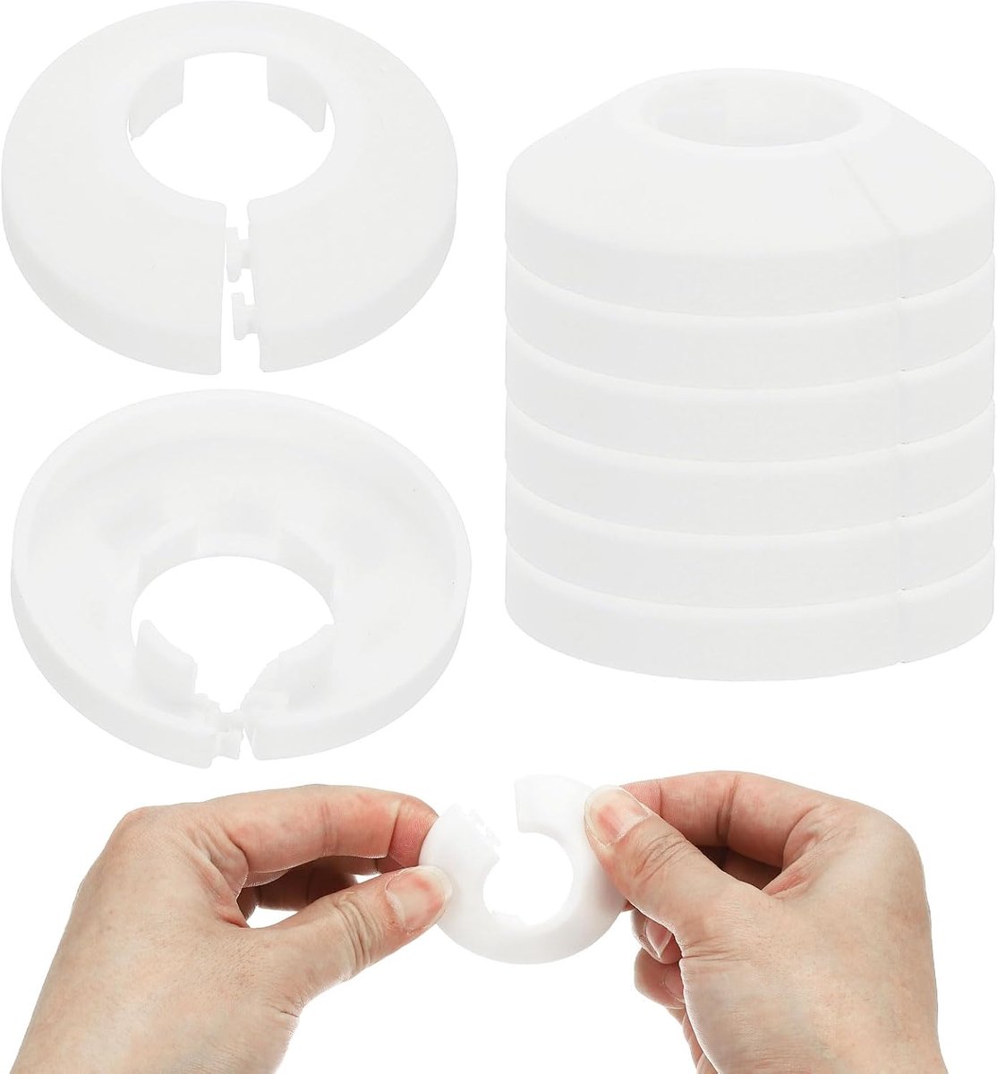 21,5 mm sanitair afdekplaten, 9 stuks muur gespleten flens pijp cover decoratie rozet plaat kraag flens waterpijp cover decoratie PP kunststof voor muur pijp buis gat, wit