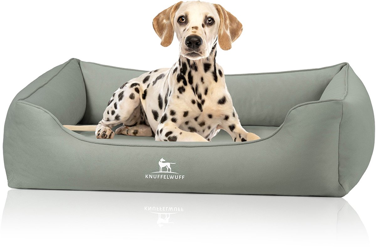 Knuffelwuff orthopädisches Hundebett Oliver aus pflegeleichtem Easy Clean Stoff in Wildlederoptik M-L Mint