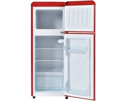 Retro koelkast - Koel-vriescombinatie - Compacte koelkast - 92 liter - Dubbele deur - 7 standen - Stil 45dB - Woonkamer - 105,5cm - Koelen