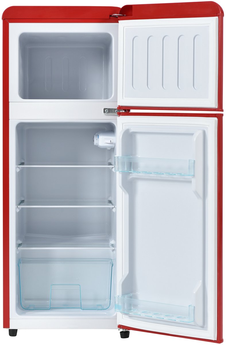 Retro koelkast - Koel-vriescombinatie - Compacte koelkast - 92 liter - Dubbele deur - 7 standen - Stil 45dB - Woonkamer - 105,5cm - Koelen