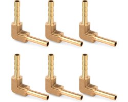 buisverbinder, 90 graden, 4 mm verbindingsstuk, barbit, messing slang, flexibel verbindingsstuk, adapter voor lucht, water, olie, brandstof (6 stuks)