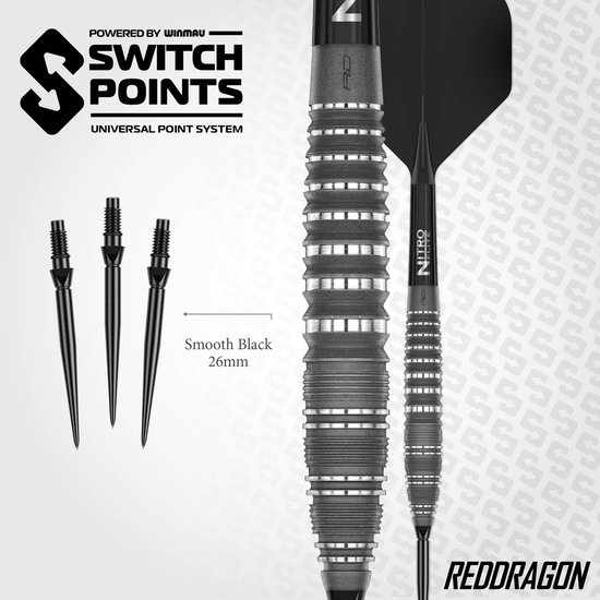 Red Dragon Sable Grey Torpedo Switch Point 90% Dartshopper Exclusives - Dartpijlen van Red Dragon — afbeelding 2
